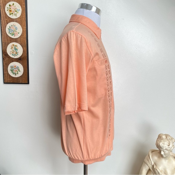 Vintage Peach Zip Up Embroidered Shirt - Picture 8 of 14